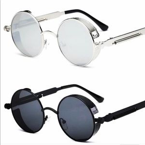 Silver Steampunk Round Sunglasses